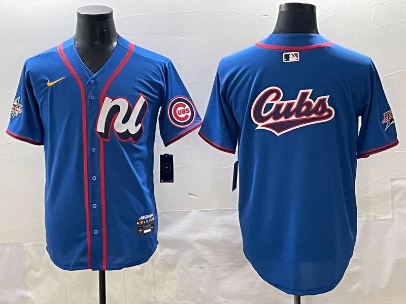 Men 2025 Chicago Cubs Blank Blue All star Blank Blue Nike MLB Jersey style 3